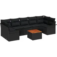 vidaXL Gartensofa-set 8 stk. 7-Sitzanzahl Schwarz Poly-Rattan