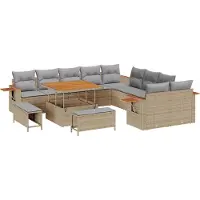 vidaXL Gartensofa-set mit Kissen 17 pcs Beige und Hellgrau Poly-Rattan