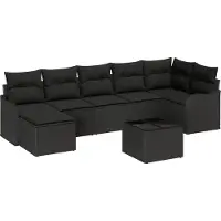 vidaXL Gartensofa-set Schwarz Poly-Rattan