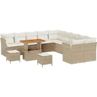 vidaXL Gartensofa-set 13 stk. Beige und Creme Poly-Rattan