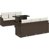 vidaXL Gartensofa-set 7 stk. 6-Sitzanzahl Braun Poly Rattan