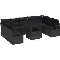 vidaXL Gartensofa-set 10 stk. 9-Sitzanzahl Schwarz Poly-Rattan