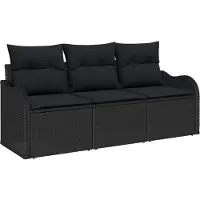 vidaXL Garten-Sofa-Set 3 Stk. Schwarz Poly Rattan