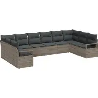 vidaXL Gartensofa-set 10 stk. Grau Poly-Rattan