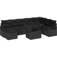 vidaXL Gartensofa-set 9 Stk. Schwarz Poly-Rattan
