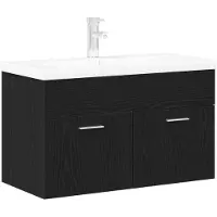 vidaXL Badezimmerschrank Schwarz Eichen-Optik 80 x 38,5 x 46 cm