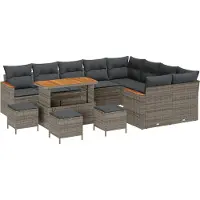vidaXL Gartensofa-set 13 stk. 9-Sitzanzahl Grau Poly Rattan