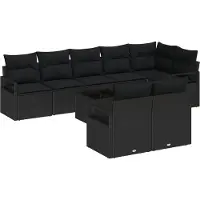vidaXL Gartensofa-set 9 Stk. Schwarz Poly-Rattan
