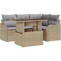 vidaXL Gartensofa-set 5 stk. Beige Poly Rattan