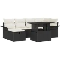 vidaXL Gartensofa-set 7 stk. Schwarz Poly-Rattan
