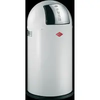 Wesco Abfallsammler 175831-01 PUSHBOY in WEISS mit 50 Liter Volumen und Klappdeckel / Abfalleimer / Mülleimer
