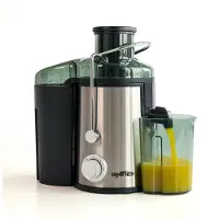 Grafner Express Entsafter für Obst und Gemüse, 400 Watt, 3 Geschwindigkeitsstufen, großer Einfüllschacht 65mm, 450ml Auffangbehälter, vitaminreiche Säfte, Edelstahl elektrische Saftpresse Juicer