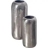 FineBuy Vase 2er Set Blumenvase Aluminium Zylinder Tischvase Rund Dekovase