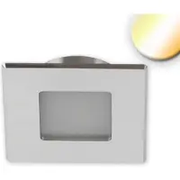 ISOLED LED Möbeleinbaustrahler, ALU gebürstet, eckig, 3W/3W, 24V DC, 3pol. weißdynamisch 1900-5000K dim.