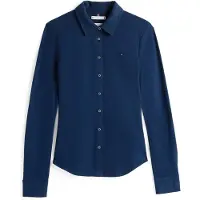 Tommy Hilfiger Langarmbluse "SLIM PIQUE" Baumwollmischung, slim fit