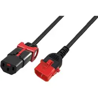 IEC LOCK Powercord C13 - C14 Dual IEC LOCK black 1 m