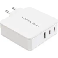 LC-Power LC-GAN-100, USB-Netzteil GaN, 2x USB-C, 1x USB-A, 100W, weiß