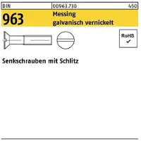 F. REYHER Nchfg. GmbH & Co. KG Senkschraube DIN 963 Schlitz M 6 x 10 Messing galvanisch vernickelt