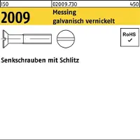 Hörger & Geßler Senkschraube ISO 2009 m.Schlitz M 4 x 30 Messing galvanisch vernickelt