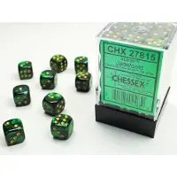 Chessex Scarab 12mm d6 Jade/gold Dice Block (36 dice)