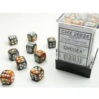 Chessex Gemini Kupfer-Stahl/weiß D6 12mm Würfelset (36 Stück)