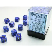 Chessex Vortex 12mm d6 Blue/gold Dice Block (36 dice)