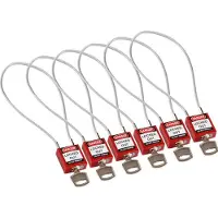Brady kompaktes Sicherheitsschloss Nylon mit Kabelbügel, Rot, 400mm Kabellänge, 4,7mm PVC-beschich