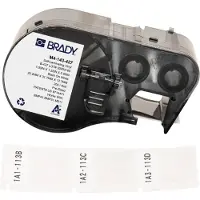Brady M4-143-427, selbstlaminierendes Vinyl, Weiss/Transparent, 25.40 x 12.70(31.75) mm, permanent