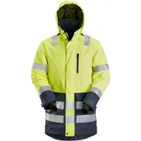 Snickers AllroundWork Hi-Vis wasserdichter Parka, Kl. 3, EN 20471, 343 HV-Gelb-Navy-XL