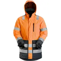 Snickers AllroundWork Hi-Vis wasserdichter Parka, Kl. 3, EN 20471, 343 HV-Orange-Stahlgrau-M
