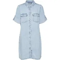 Vero Moda Jeanskleid "VMJENNIE SS SHORT DENIM DRESS NOOS" Brusttaschen
