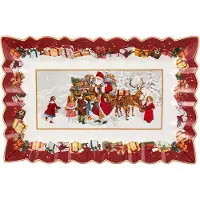 Villeroy & Boch Servierplatte "Kuchenplatte "Santa und Kinder" Toy's Fantasy 36 x 23 cm bunt", bunt, L:35,6cm, Porzellan, Servierplatten, Servierplatte