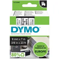 Dymo Schriftbandkassette D1 40913, 9 mm breit, weiß/schwarz