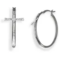 Amen Damen Schwarze Amen CERCHIO E CROCE Ohrringe