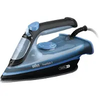 Braun FI3194BK, Dampfbügeleisen, Keramik-Bügelsohle, 2 m, 200 g/min, Schwarz, Blau, 45 g/min