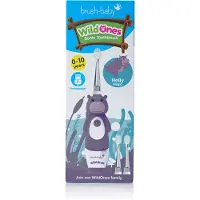 Brush-Baby WildOnes Elektrische Kinderzahnbürste im Nilpferd-Design für Kinder von 0 bis 10 Jahren
