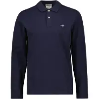 Gant Poloshirt Herren normale Passform dunkelblau einfarbig Baumwolle