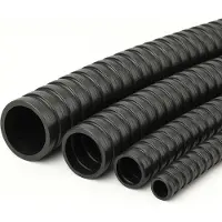 Wiltec Flexibler Förderschlauch 50m Spiralschlauch 32mm (1 1/4") schwarz mit Verstärkungsspirale Bewässerung Wasser Teich