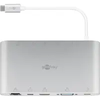 Goobay 62113, Kabelgebunden, USB 3.2 Gen 1 (3.1 Gen 1) Type-C, 60 W, 1000 Mbit/s, Silber, MicroSD (TransFlash), MicroSDHC, MicroSDXC, SD, SDHC, SDXC
