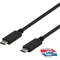 Deltaco USB-C to USB-C Cable, 1m, 10Gbps, 100W 5A, USB 3.1 Gen Black USBC-1402
