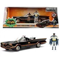Dickie Toys Batman 1966 Classic Batmobile 1:24, Die-cast Spielzeugauto mit zu öffnenden Türen inkl. Batman Figur, 253215001