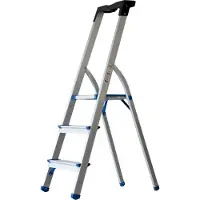 Pavo Alu-Klappleiter 3 Stufen silber/blau aus Aluminium