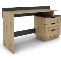 ByLiving Schreibtisch BELFAST / Rechts oder Links montierbar / 3 Schubkästen / Artisan Eiche - Anthrazit / Bürotisch / Schreibtisch / B 138, H 83,5, T 51,5 cm
