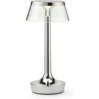 Flos Bon Jour Unplugged Tischleuchte Chrome - , Bon jour unplugged, dimmbar, Metallisch, für Flurbereich, Kunststoff, Design