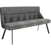 ByLiving Bank CALIFORNIA / Rücken Webstoff anthrazit / Sitz Vintage-Velvet anthrazit mit Keder / Gestell Metall schwarz / Bank mit Rückenlehne / B 180, H 88, T 63 cm