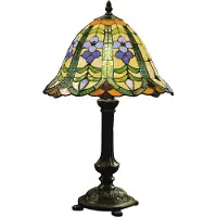 Clayre & Eef Tiffany Tischlampe Ø 30x48 cm Grün Blau Glas Blume