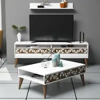 Skye Decor , Line - White, Wohnzimmermöbel-Set, Weiß, 100 % MELAMINBESCHICHTETE SPANPLATTEN, 150 x 30 x 50 cm