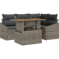 vidaXL Garten-Sofa-Set 5 Stk. Grau Poly Rattan