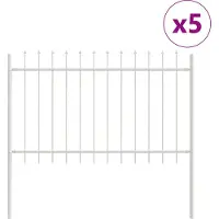 vidaXL Gartenzaun 5 pcs Weiß 8,5 x 1 m Pulverbeschichteter Stahl