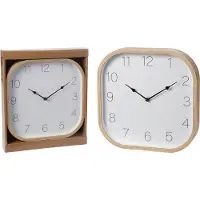 Koopman International Wanduhr Uhr quadratisch 30cm Beige Kunststoff leise Modern Retro Design